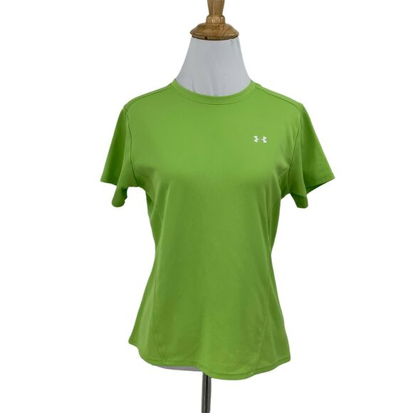 Under Armour Lime Green Shirt Womens XS Short Sleeve Athletic Fitted Workout Tee - Picture 1 of 11